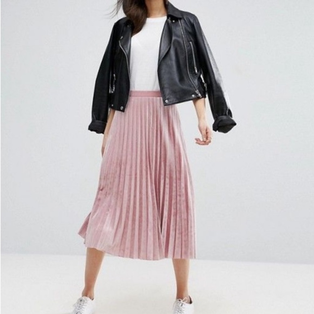 Time&Tru Velvet Pink Midi Skirt - Picture 2 of 7